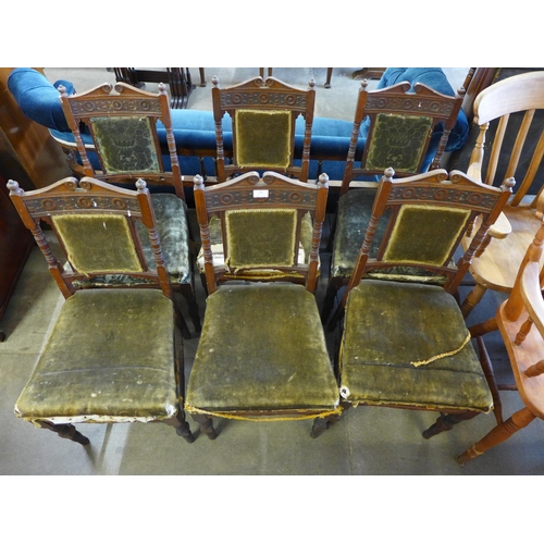 202 - A set of six Victorian Aesthetic Movement carved mahogany chairs