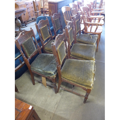 202 - A set of six Victorian Aesthetic Movement carved mahogany chairs