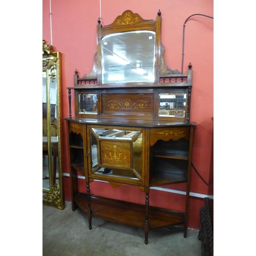 90 - An Edward VII inlaid rosewood mirrorback side cabinet