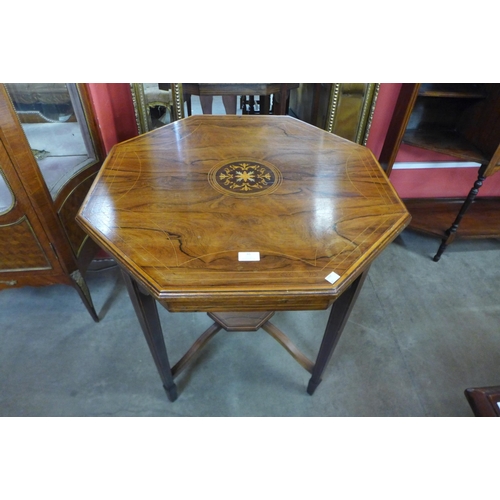 91 - An Edward VII marquetry inlaid rosewood octagonal centre table