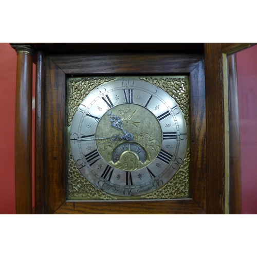 94 - An oak 30-hour longcase clock, the brass dial signed W. Lee, Leicester