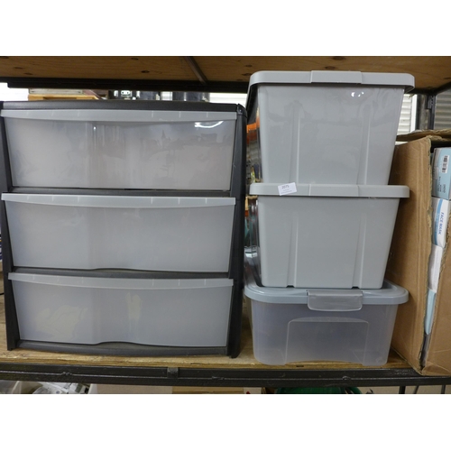 2075 - 3 Plastic storage boxes and 22