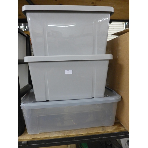 2075 - 3 Plastic storage boxes and 22