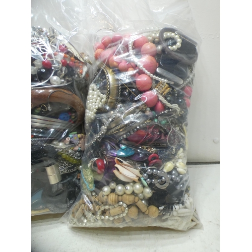 2193 - 2 Bags, approx. 5kg, of costume jewellery