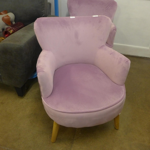 1327 - A Charleston violet velvet small armchair