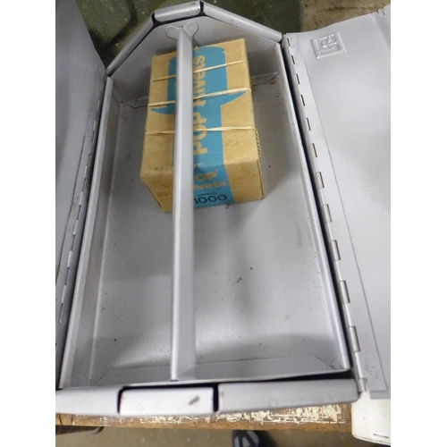 2095 - RS cantilever tool tin with large quantity of pop rivets, welding electrodes and angular superfinish... 