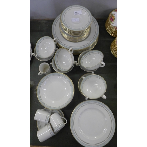 765 - Royal Doulton Berkshire coffee and dinner wares including eight soup bowls