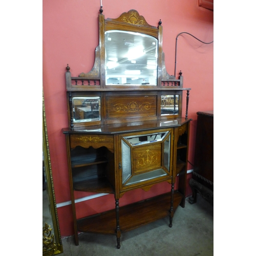 16 - An Edward VII inlaid rosewood mirrorback side cabinet