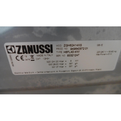 3114 - Zanussi 4-Burner Gas Hob Model: ZGH62414XS * This lot is subject to vat