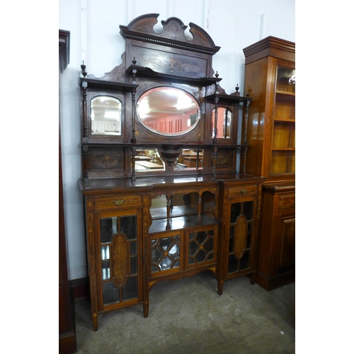 159 - An Edward VII marquetry inlaid rosewood mirrorback side cabinet