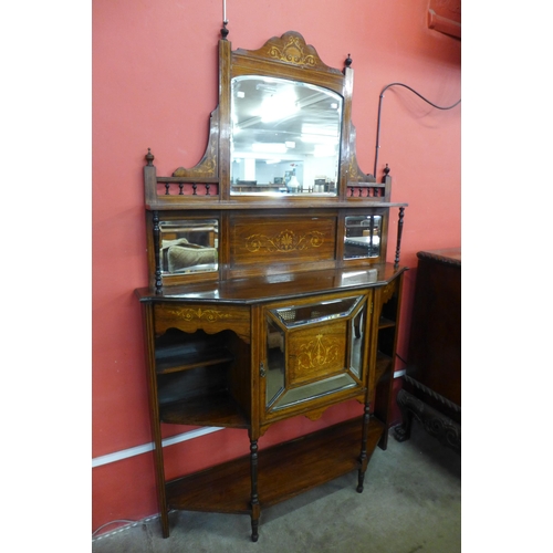 16 - An Edward VII inlaid rosewood mirrorback side cabinet