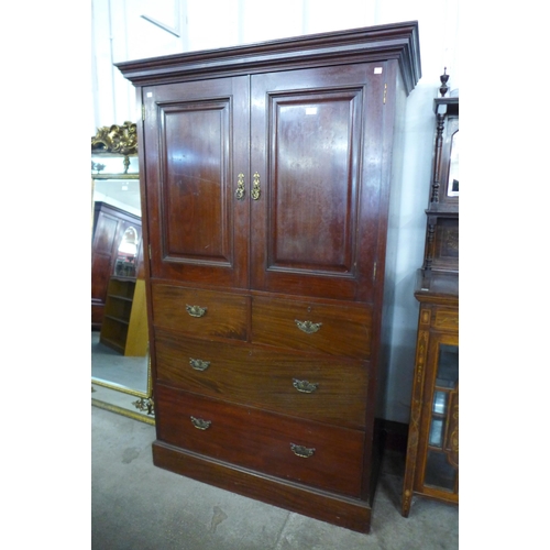 160 - A Victorian mahogany bachelors wardrobe