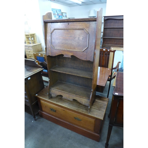 194 - An oak student's bureau and an oak blanket box