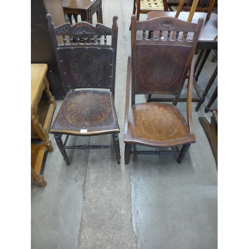 223 - Two 19th Century American mahogany and embossed beech chairs