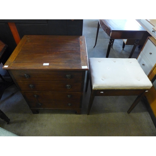 244 - A George III commode chest and a piano stool