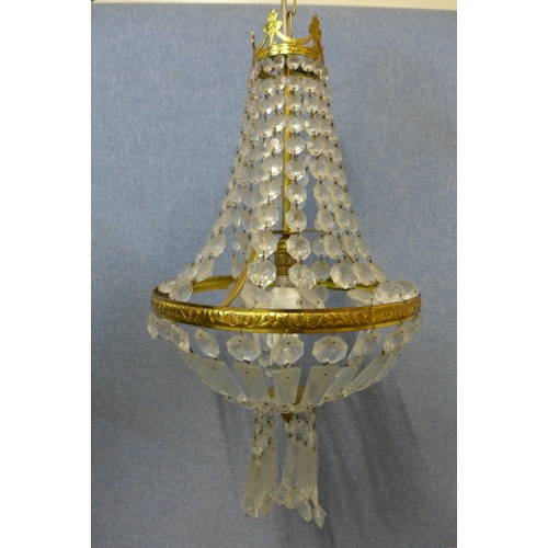 278 - Three French style gilt metal and glass bead chandeliers