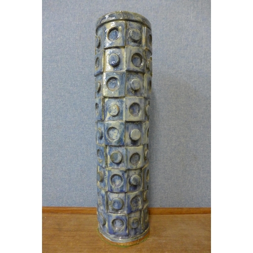 327 - A Brutalist turquoise glazed pottery vase