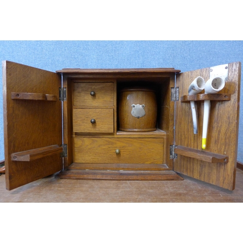 357 - An Edward VII oak smoker's cabinet