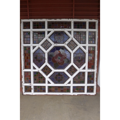 360 - A large Victorian stained glass skylight, a/f