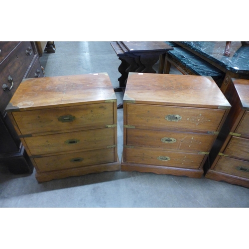 98 - Three small Chinese hardwood and brass inlaid chests of drawers