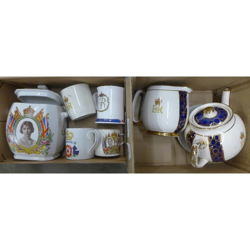 1056 - A collection of Royal commemorative china including Ringtons teapot, jug, mug, etc. **PLEASE NOTE TH... 