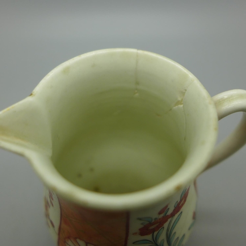 629 - A circa 1785 Worcester cream jug, restored, 8.5cm