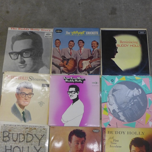 657 - Fifteen Buddy Holly, Buddy Holly and the Crickets and The Crickets LP records including That'll Be T... 