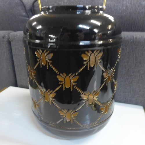 1366 - A black lantern with bee cut out design, H 26cms (TJBE1418)   #