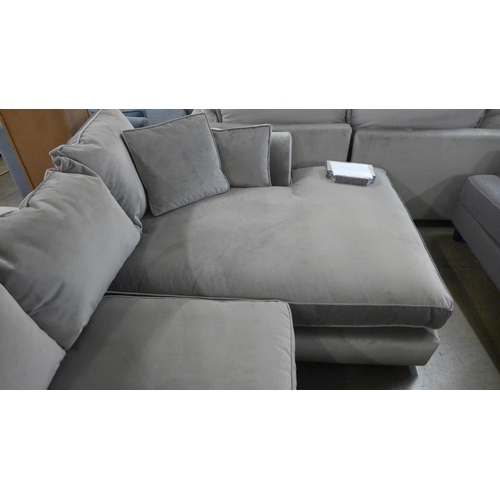 1380 - A volcanic ash velvet RHF corner sofa