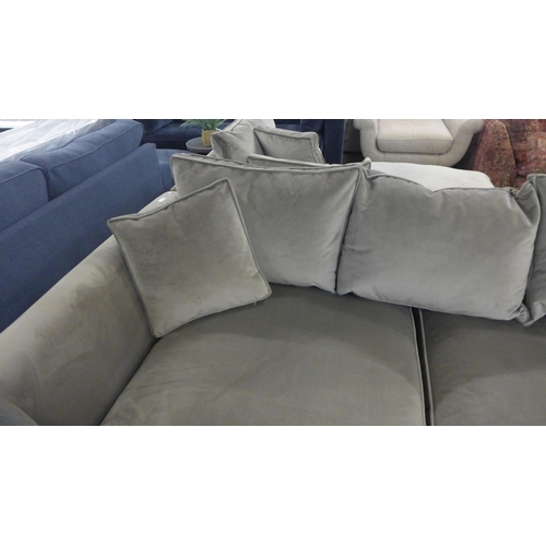 1380 - A volcanic ash velvet RHF corner sofa