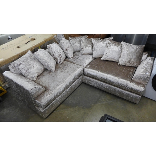 1553 - A mink crushed velvet small corner sofa