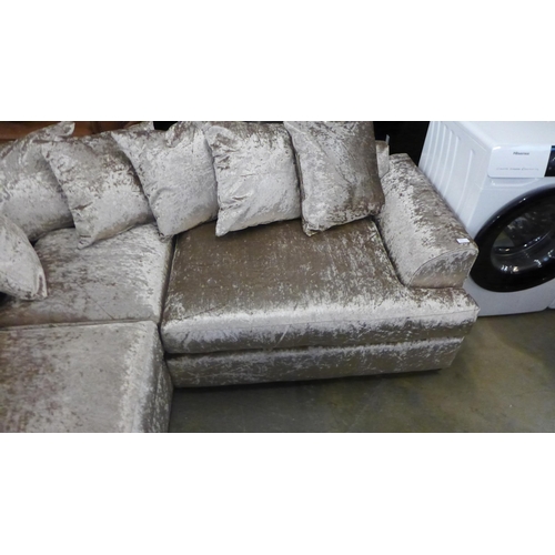 1553 - A mink crushed velvet small corner sofa