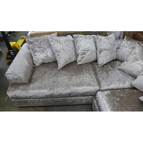 1553 - A mink crushed velvet small corner sofa