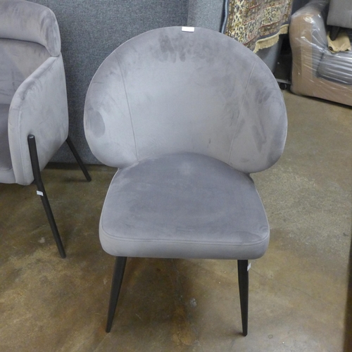 1563 - An ash grey velvet and black metal side chair