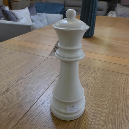 1569 - A white ceramic queen chess piece, H 30cms (FPC2309)   #