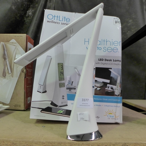 3377 - Ottlite Desk Rise Lamp 22 With Clock &2.1A Usb  (250A -222)  * This lot is subject to vat