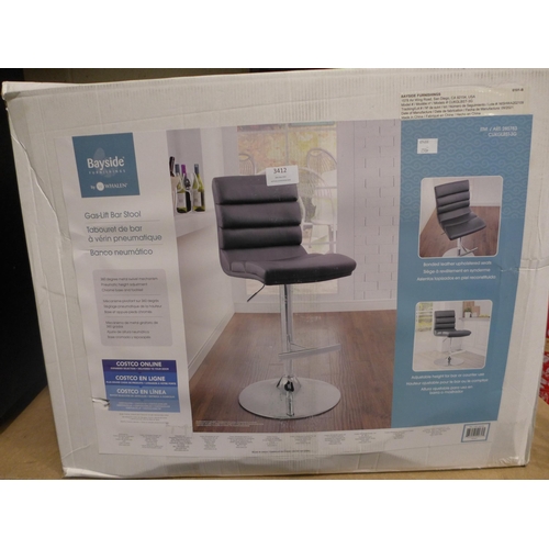 3412 - Grey Gaslift Bar Stool   - Ccaglbst-3     (250A -388)  * This lot is subject to vat