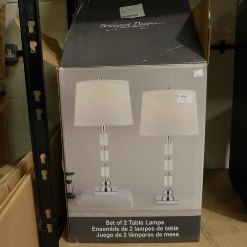 3414 - Crystal 2Pk Table Lamp   - Bridgeport Designs      (250A -395)  * This lot is subject to vat