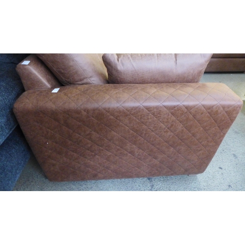 1597 - A dark tan upholstered corner sofa