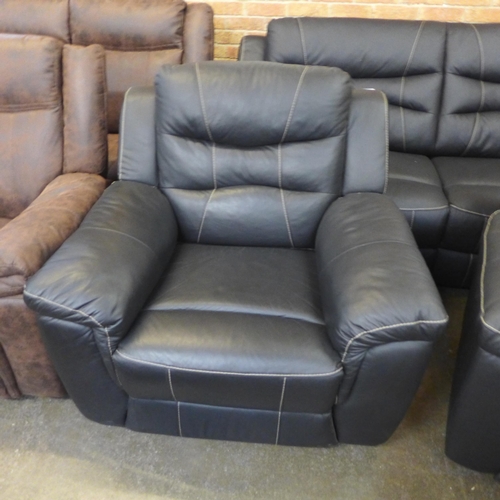 1603 - An Axel black leather and white stitching three seater sofa and a pair of armchairs (original RRP £2... 