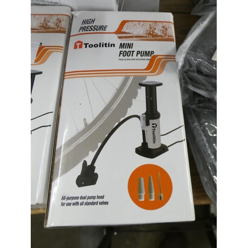 2098 - 3 Toolitin high pressure mini metal foot pumps for cycles, motorcycles etc. - unused