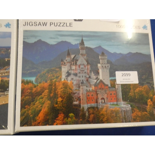 2099 - 3 x 1000 piece jigsaws - German Stone Castle, Positano in Italy and Stockholm Coastal Scene - sealed