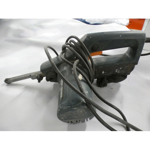 2113 - Jigsaw, belt sander & 3 blow torches - saw failed electrical safety test due to damaged cable - sold... 