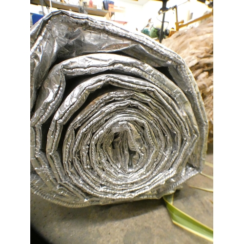 2141 - A roll of  metallic loft insulation and a roll of loft fibre wool