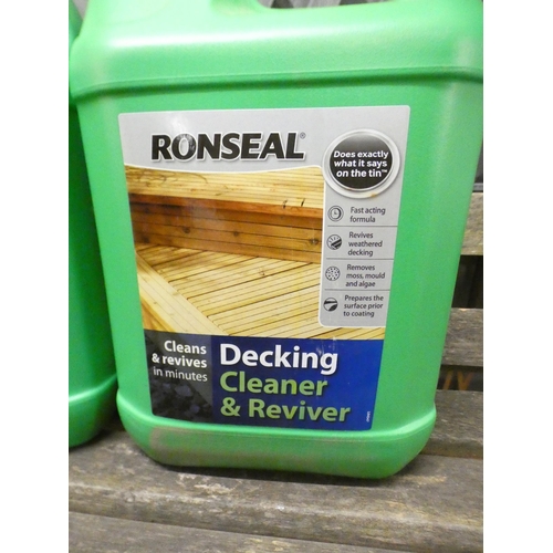 2144 - 3 x 5 litres Ronseal decking cleaner/reviver unopened