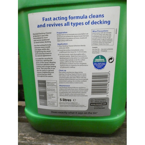 2144 - 3 x 5 litres Ronseal decking cleaner/reviver unopened