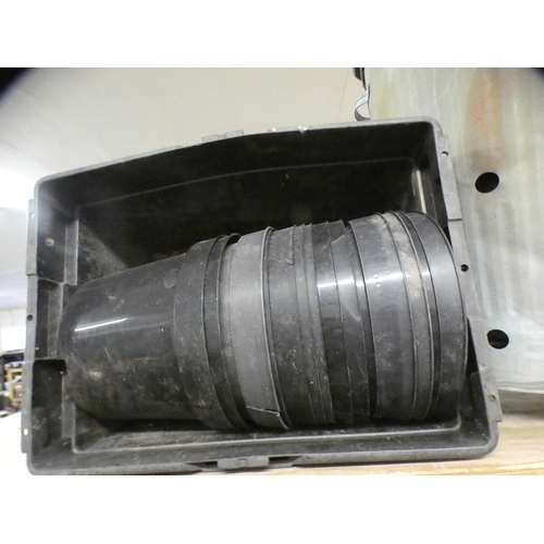 2146a - Qty. of plastic plant tubs, incinerator galvanised bin with lid & black plastic waste bin