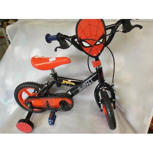 2155 - Unused Marvel Spiderman infant's bike with stabilisers, (original RRP £129), Halfords current stock