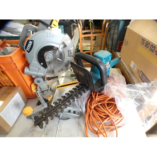 2163 - Black & Decker 240v hedge cutter with Titan mitre saw - both W