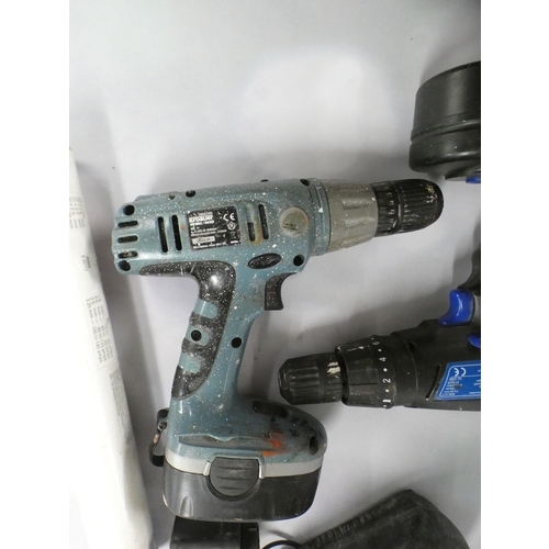 2112 - Erbauer and Nutool Cordless drills - with batteries & chargers